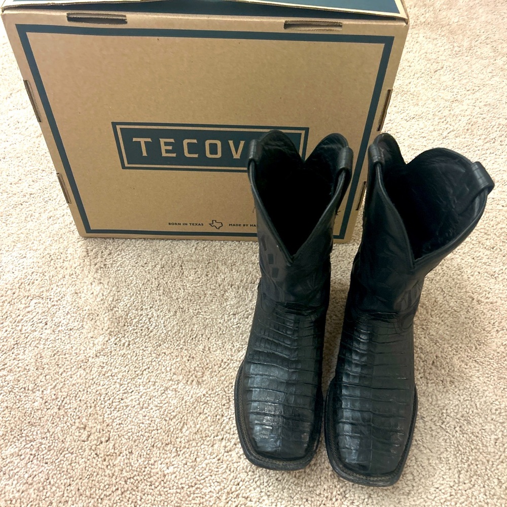 S10 Black Cayman Gator Tecova Boots